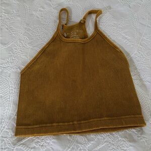 Gold Ribbed Crop Tank Top